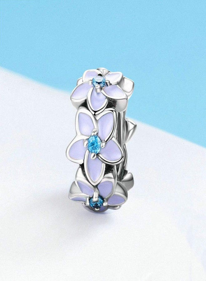 LAMOONY Flower Spacer Charm 925 Sterling Silver Clip Stopper Charm for Pandora Charm Bracelet (D) - Image 2